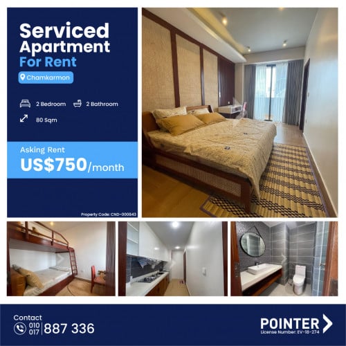 Brand New 2 Bedroom Apartment for Rent in Toul Tompong