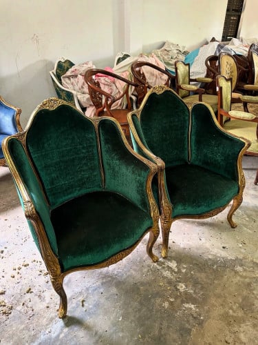 Vintage French Louis XV from late 19th century Armchair set
