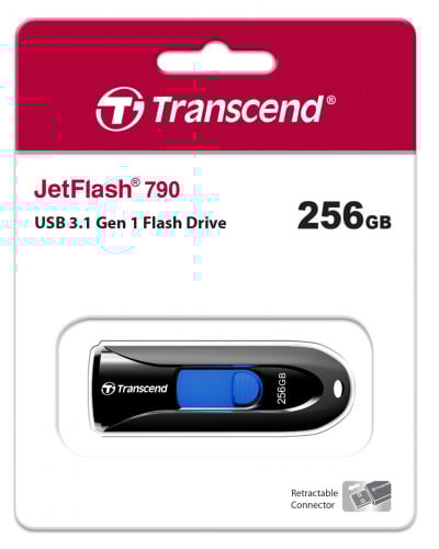 Transcend JetFlash JF790K 256GB, USB 3.1 Gen1 Drive, Capless Black (TS256GJF790K)