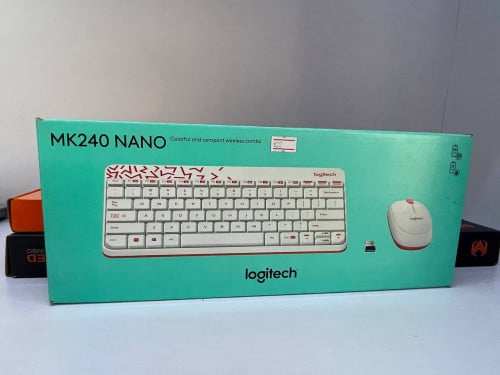 Keyboard and Mouse COMBO Logitech MK240 NANO Wireless - White/Vivid Red