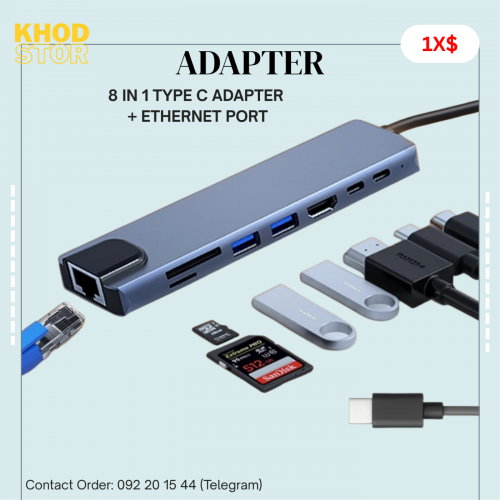 Adapter Type C 8 in 1 ports