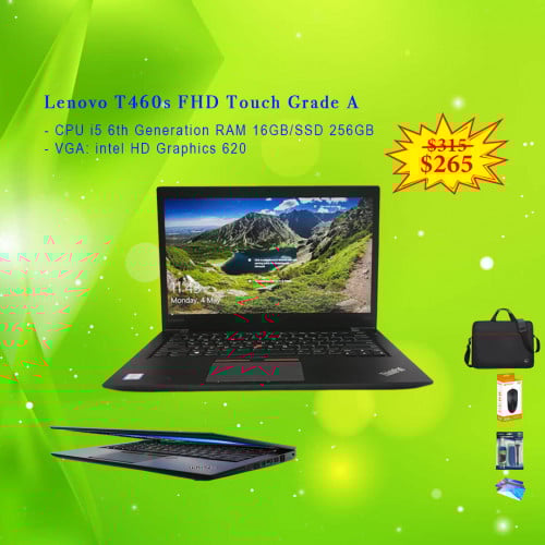 Lenovo ThinkPad T460s TouchScreen FHD 14-inch Core i5 6th RAM 16GB SSD 256GB VGA intel UHD
