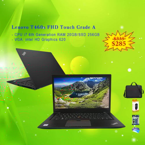 Lenovo ThinkPad T460s TouchScreen FHD 14-inch Core i5 6th RAM 20GB SSD 256GB VGA intel UHD