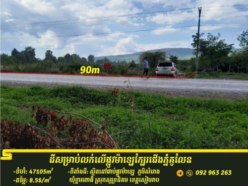 ដីលក់បន្ទាន់នៅលើផ្លូវម៉ាឡេ ជិតក្រុងរុនតាឯក និងផ្លូវគូលែន