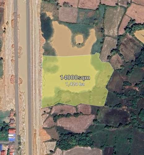 ដីលក់ទំហំ14000sqm នៅកណ្តាលស្ទឹង ជិតផ្សារព្រៃទទឹង