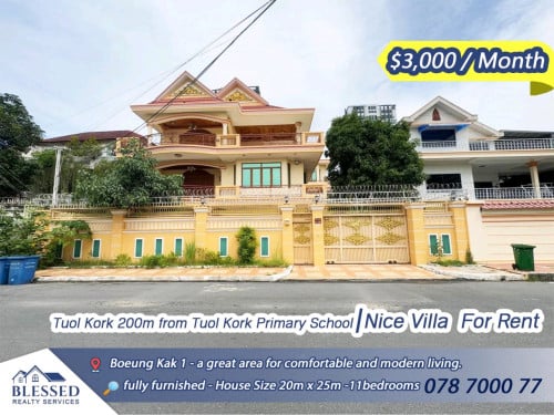 Tuol Kork area, 200m from Tuol Kork Primary School Villa for Rent