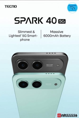 Tecno Spark40(5G) Ram4G+4G/128GB ថ្មីប្រអប់ធានាក្រុមហ៊ុន13ខែតម្លៃពិសេសជូន