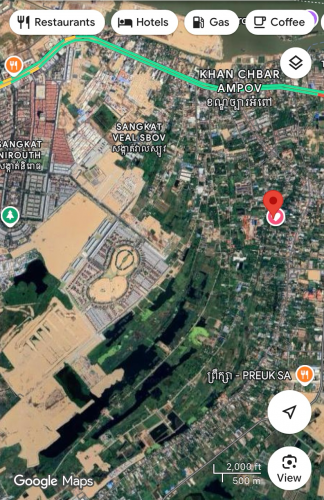 ដីលក់ នៅជិតបុរីប៉េងហួតបឹងស្នោ (ព្រែកឯង ច្បារអំពៅ 9x16m)