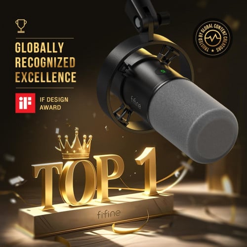FIFINE K688 USB/XLR Dynamic Mic with Shock Mount iF Design Award