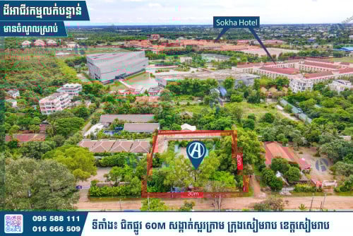 ដីអាជីវកម្មកែងលក់បន្ទាន់(ក្រុងសៀមរាប+មានចំណូលស្រាប់)