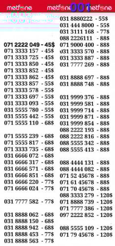 លក់លេខសាមការេមិត្តហ្វូន Metfone