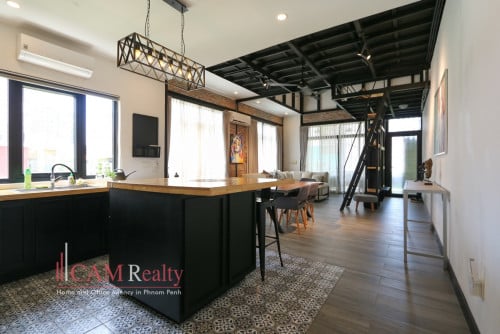 Western style 3-bedroom duplex renovated apartment for rent in BKK1 area – Phnom Penh.