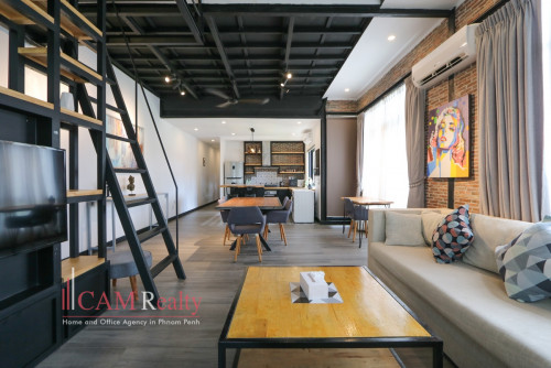 Western style 3-bedroom duplex renovated apartment for rent in BKK1 area – Phnom Penh.