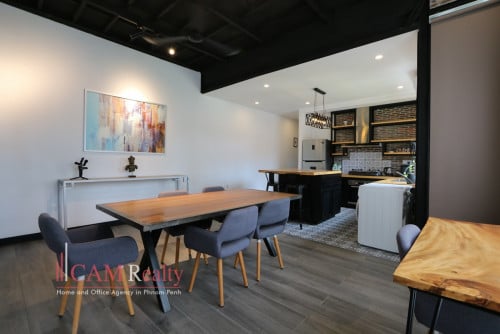 Western style 3-bedroom duplex renovated apartment for rent in BKK1 area – Phnom Penh.
