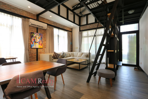 Western style 3-bedroom duplex renovated apartment for rent in BKK1 area – Phnom Penh.