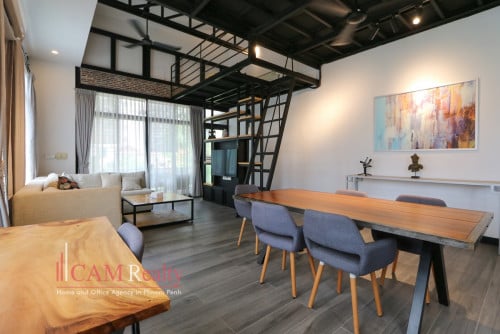 Western style 3-bedroom duplex renovated apartment for rent in BKK1 area – Phnom Penh.