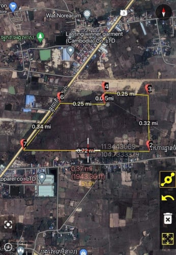 ដីផ្លូវជាតិលេខ៣ គីឡូ៣៦ទំហំក្បាលដី: 544m( 36Hat ) ស្រុកកណ្ដាលស្ទឹង​ ខេត្តកណ្ដាល