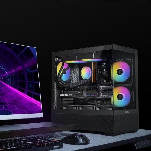 SAMA V40 Mid Tower ATX Gaming Case Include 6 Fans ARGB