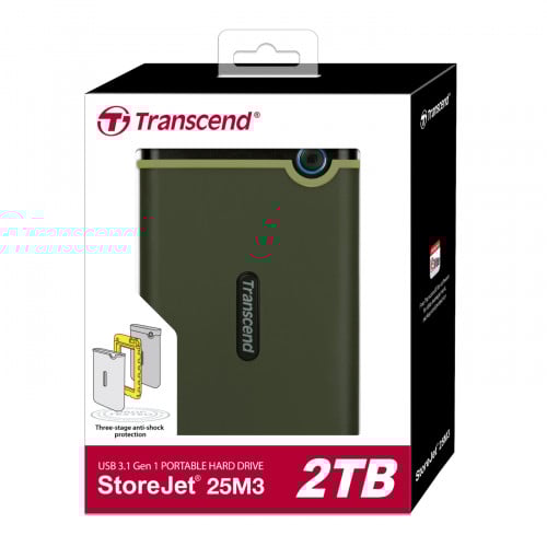 Transcend 2TB Slim Storejet 2.5" M3G, Portable HDD 2TB TS2TSJ25M3G