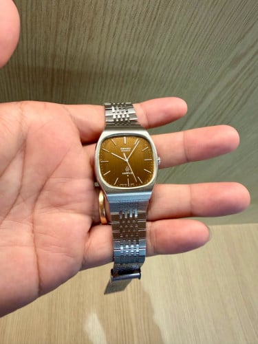 Original Rarest Vintage SEIKO Tank emblem Brushed Brown Dial JDM 1975 - (Condition 90%)