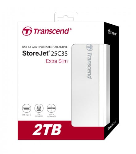Transcend 2TB, 2.5" USB 3.1 Gen Portable HDD, StoreJet C3S, Aluminum alloy, type C(TS2TSJ25C3S)