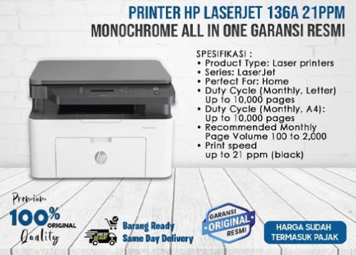 Printer HP Laser MFP 136a, Print, Copy, Scan
