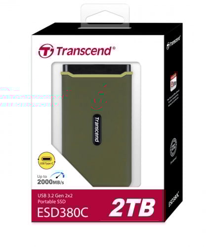 Transcend 2TB, Portable SSD USB3.2 Gen 2x2, USB Type-C External SSD (R/W 2,000 MB/s) TS2TESD380C