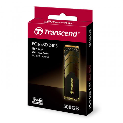 Transcend 500GB, M.2 2280, PCIe Gen4x4, M-Key, 3D TLC (Read/Write: 3,800/2,800 MB/s), TS500GMTE240S