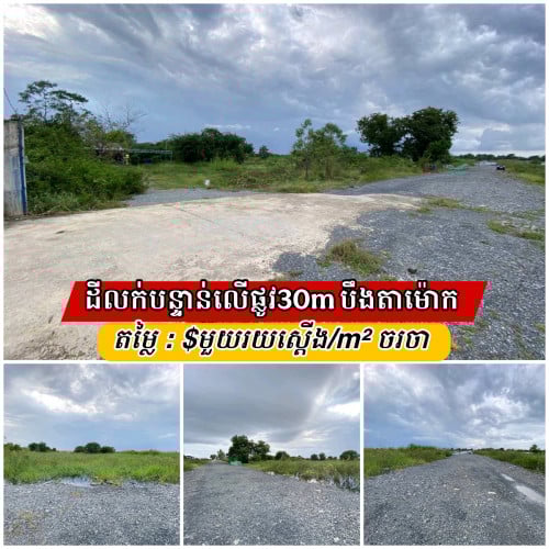 ដីលើផ្លវ៣០ម៉ែត្រលក់បន្ទាន់នៅបឹងតាម៉ោក