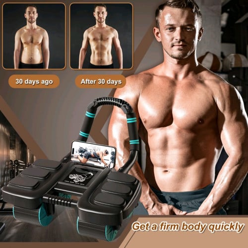 កង់រុញទ្រ6ហាត់ក្បាលពោះ Automatic Rebound Abdominal Wheel with 6 Elbow Supports