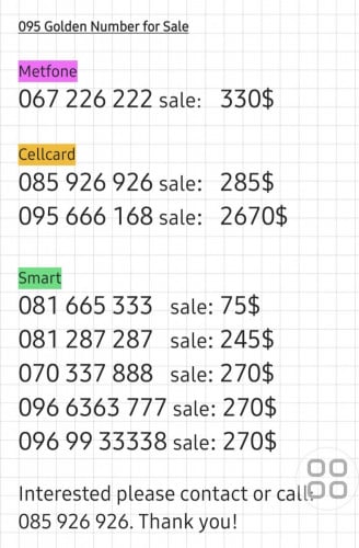 Selected numbers sale