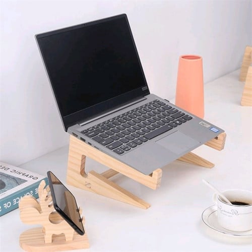 ជើងទម្រ Laptop stand ឈើ