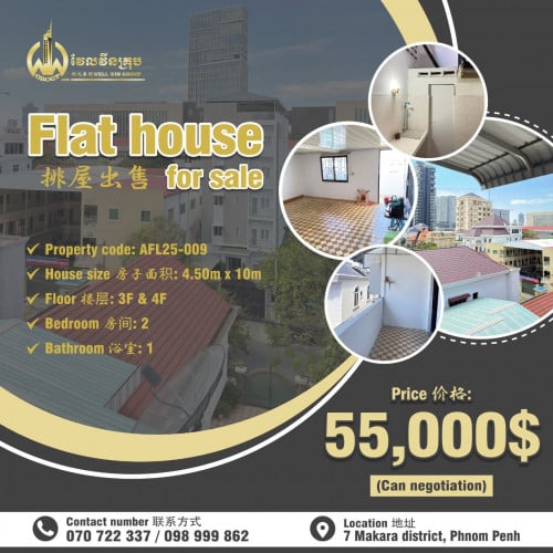 Flat house for sale  排屋出售 / Price 价格: 55,000USD (Can negotiation)