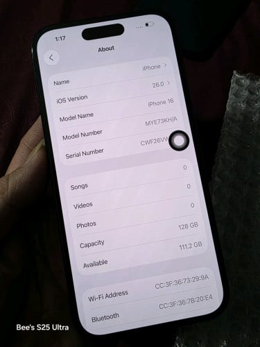 iPhone 16 128g🔋100% ពណ៍ខ្មៅ