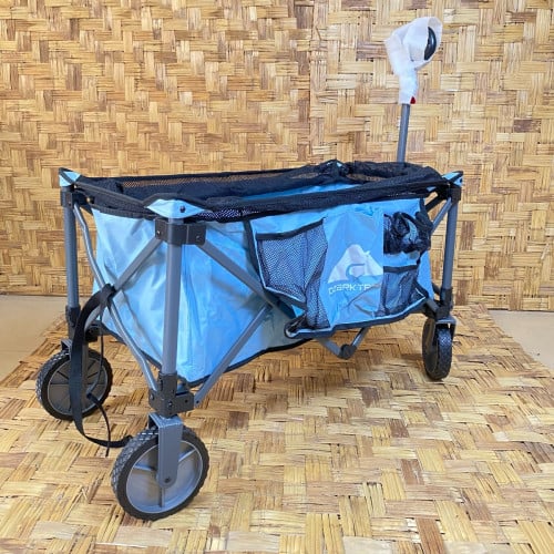Ozark Trail Adult Height Adjustable Quad Fold Camping Cart Wagon, Blue