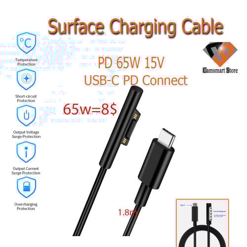 USB TYPE C PD charging cable for Microsoft Surface Pro 6/5/4/3 Tablet