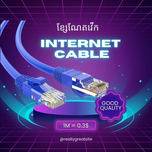 1m : 0.3$ Cat6 Network Cable / Internet Cable (ខ្សែណែតវើក)
