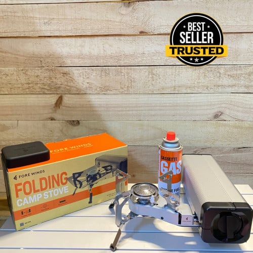 Iwatani FORE WINDS FW-FS01-BK Folding Camp Stove Black/Silver Portable Butane Stove