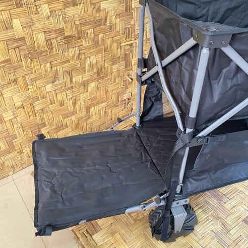 Ozark Trail Double Decker Folding Utility Wagon with Extension Handle, Black, 35" H, Polyester