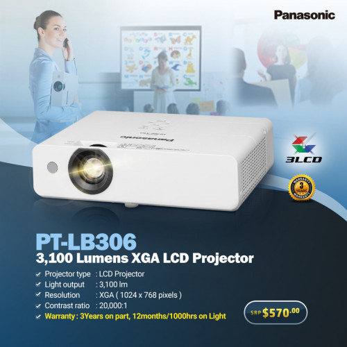 Panasonic PT-LB306 3,100 Lumens XGA LCD Projector