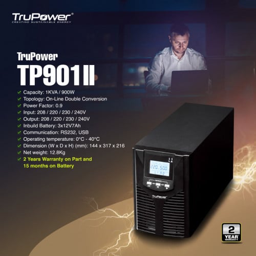 TruPower TP901II 1KVA 220V LCD Online Premium HF UPS