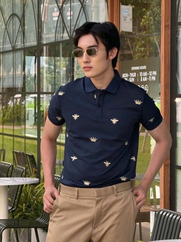 អាវយឺតដៃខ្លី កបើក ម៉ូតពណ៌ដូចរូប លេខទំហំ L xl xxl 3xl (50kg-100kg)