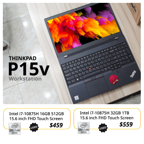 Lenovo P15v Workstation, i7 10875H 16CPUs , 15.6" FHD touch screen