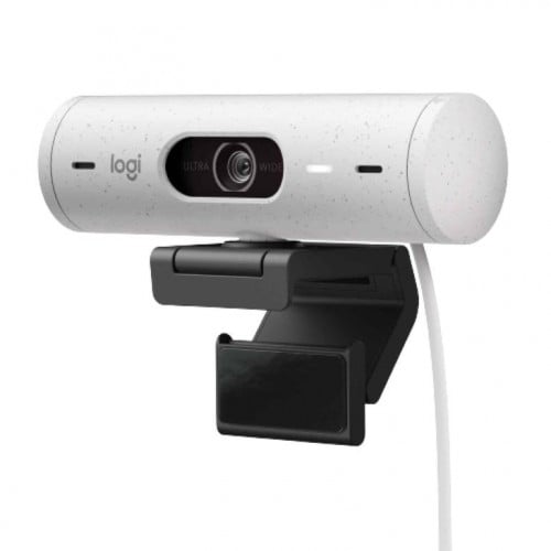 Logitech Brio 500 webcam with light correction, auto-framing, and Show Mode-Off-white(960-001429)