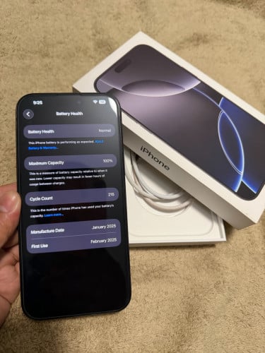 iPhone 16 Pro Max Black Titanium LL/A 256GB Battery health 100% Full Set like new 99%