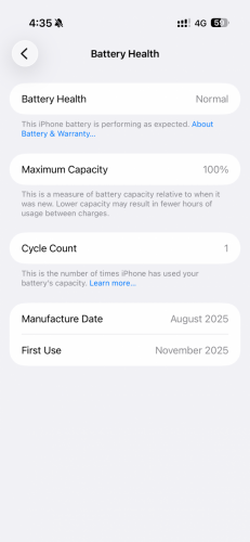 iPhone 17 Air White 512G LL Battery 100% CC1