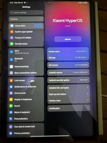 ចង់លក់ xiaomi pad 6 ram 8GB 256GB