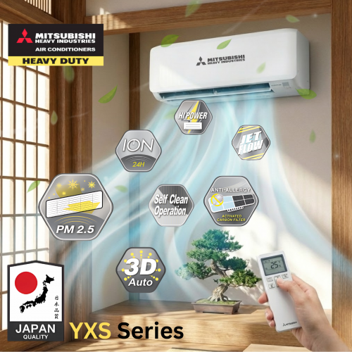 YXS Series Mitsubishi Heavy Industeris ម៉ាសុីនត្រជាក់ជប៉ុន សុទ្ធ សុីភ្លើងតិច សន្សំសំចៃភ្លើង