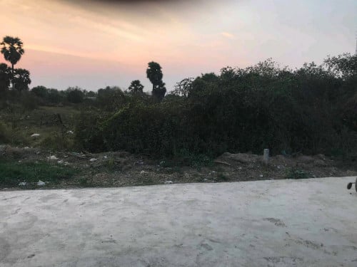 ដីលក់ក្នុងទីប្រជុំជន បែរមុខទៅទិសខាងកើត ផ្លូវបេតុង6ម  អាចសង់ផ្ទះក៏បាន ធ្វើឃ្លាំងក៏បាន