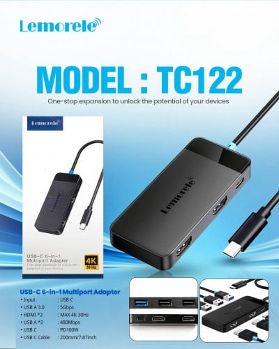 Lemorele TC122 USB-C 6in1 Multiport Adapter